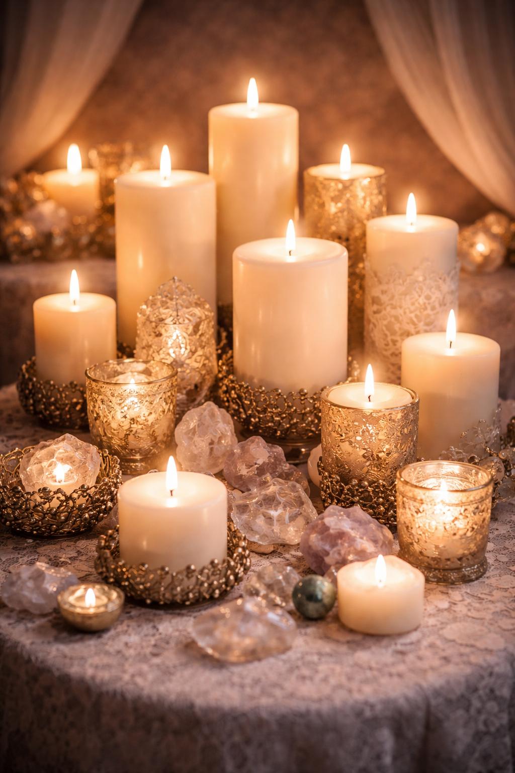 Sacred candle ritual arrangement