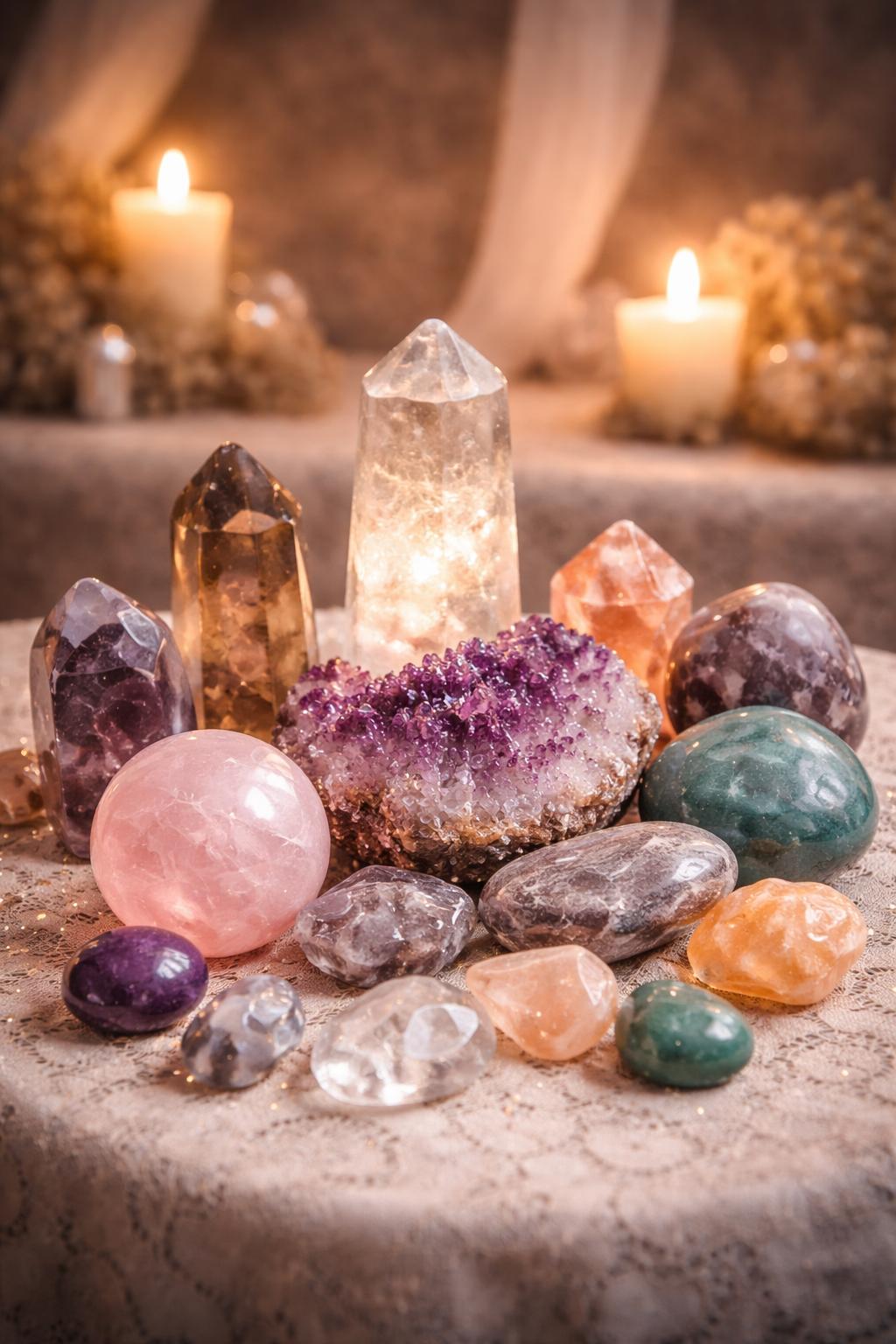 Collection of healing crystals